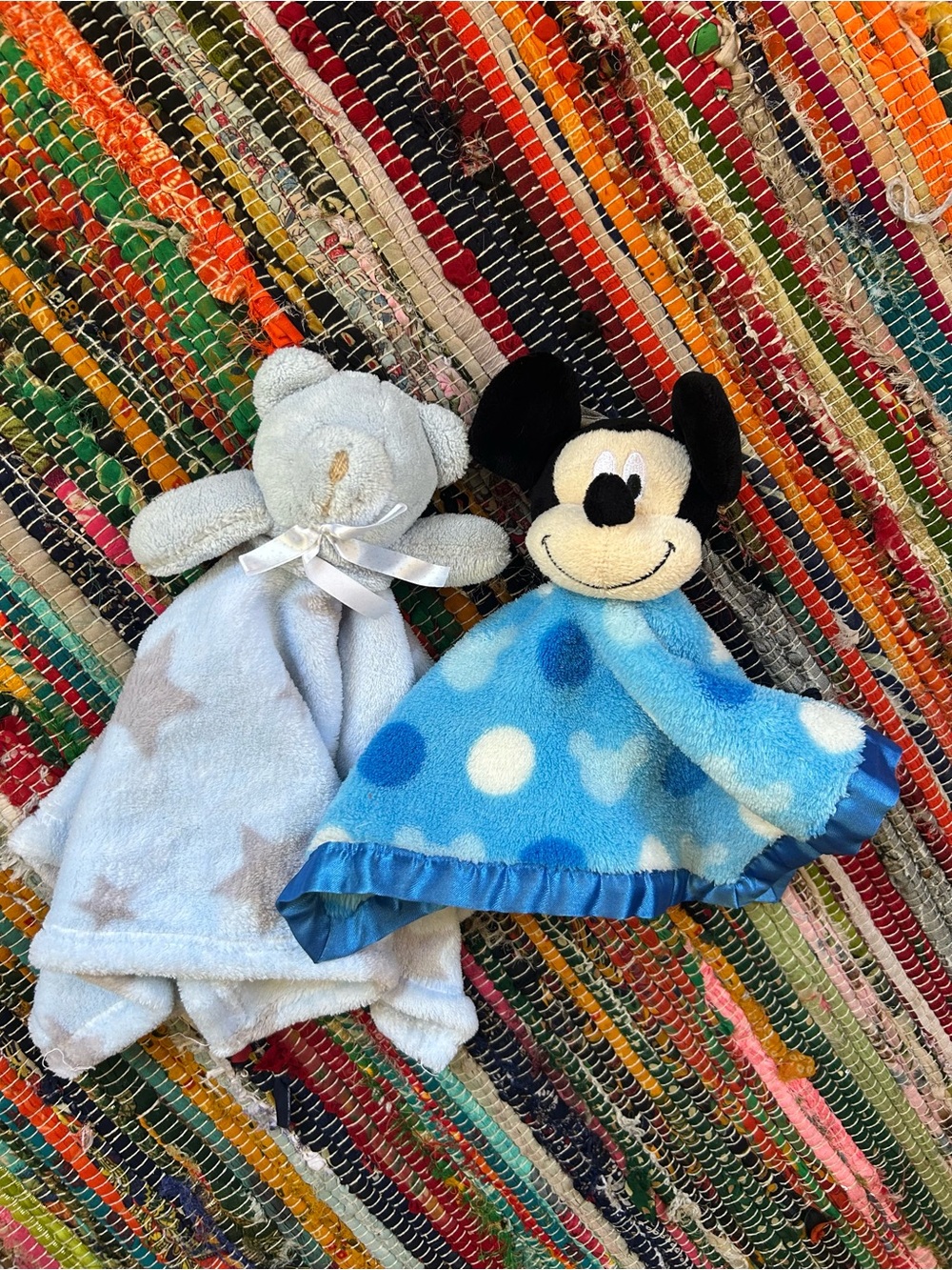 Disney Blue Mickey Mouse Polka Dot Lovey & Babygear Light Blue Star Bear Lovey